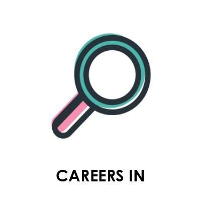 Magnifying glass clip art with Careers in text below it